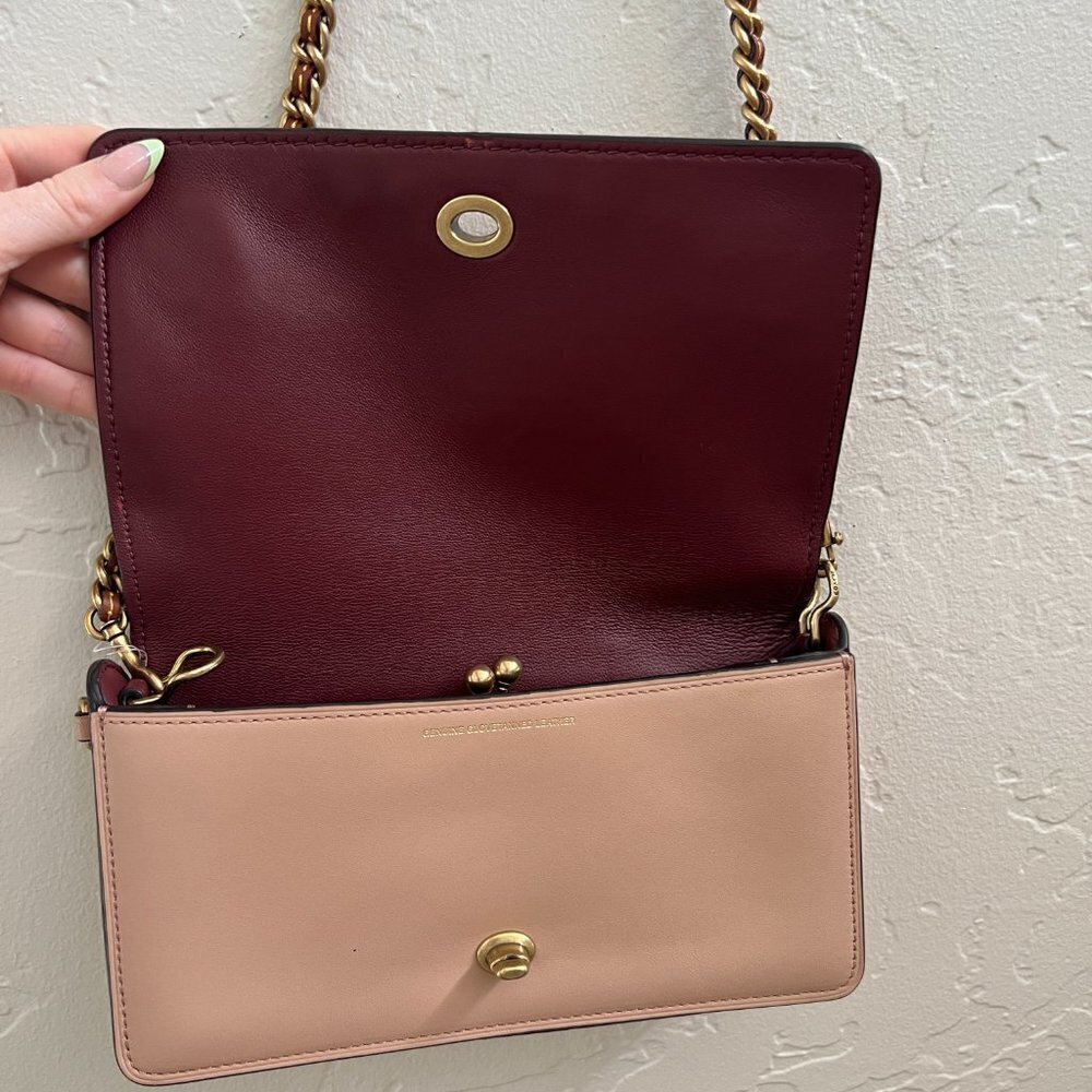NEW Coach Dusty Pink Leather Crystal Embellished Dinky Crossbody Bag - Picture 7 of 12